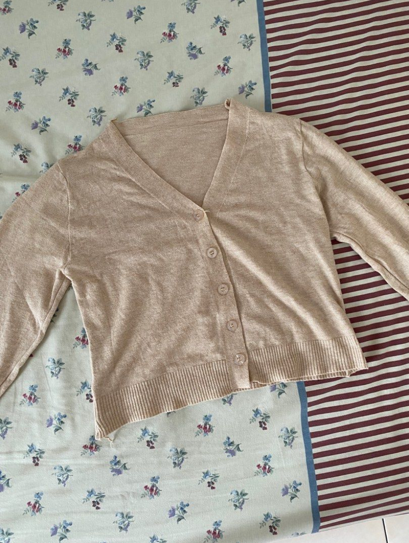 Beige Cardigan Crop Top